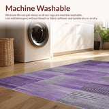 Ultra Soft Area Rug, Non Slip, Stain Resistant, Washable Area Rugs for Living Room, Bedroom, Rich Colorful Ogee Motif(Purple)