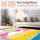 Ultra Soft Area Rug, Non Slip, Stain Resistant, Washable Area Rugs for Living Room, Bedroom, Cute Cheerful Child-Friendly Pattern(Yellow)