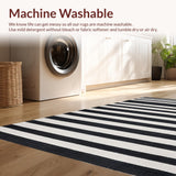 Ultra Soft Area Rug, Non Slip, Stain Resistant, Washable Area Rugs for Living Room, Bedroom, Retro Black & White Striped Rug: Modern Geometric Area Rug(Black)