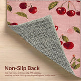 Ultra Soft Area Rug, Non Slip, Stain Resistant, Washable Area Rugs for Living Room, Bedroom, Blush Bow Tie and Cherry Cluster Washable Runner Mat(Pink)