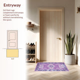 Ultra Soft Area Rug, Non Slip, Stain Resistant, Washable Area Rugs for Living Room, Bedroom, Whimsical Lavender Garden Design(Purple)