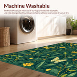 Ultra Soft Area Rug, Non Slip, Stain Resistant, Washable Area Rugs for Living Room, Bedroom, Whimsical Nature-Inspired Butterfly Motif(Green)