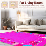 Ultra Soft Area Rug, Non Slip, Stain Resistant, Washable Area Rugs for Living Room, Bedroom, Dynamic Pink and Blue Whirlwind(Pink)