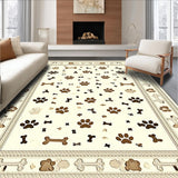 Ultra Soft Area Rug, Non Slip, Stain Resistant, Washable Area Rugs for Living Room, Bedroom, Artistic Subtle Paw Print Elegance(Beige)