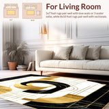 Ultra Soft Area Rug, Non Slip, Stain Resistant, Washable Area Rugs for Living Room, Bedroom, Art Deco Elegance Geometric Opulence(Black)