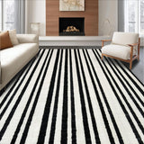 Ultra Soft Area Rug, Non Slip, Stain Resistant, Washable Area Rugs for Living Room, Bedroom, Chic Black White Striped Area Rug for Stylish Entryways and Patios(Black)