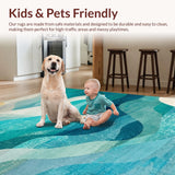 Ultra Soft Area Rug, Non Slip, Stain Resistant, Washable Area Rugs for Living Room, Bedroom, Coastal Wave Rug Abstract Surf Design(Blue)