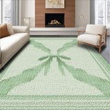 Ultra Soft Area Rug, Non Slip, Stain Resistant, Washable Area Rugs for Living Room, Bedroom, Aesthetic Scallop Bath Mat:  Boho Bowknot Rug(Green)