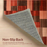 Ultra Soft Area Rug, Non Slip, Stain Resistant, Washable Area Rugs for Living Room, Bedroom, Rustic Multi-Hued Geometric Design(Red)