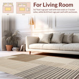 Ultra Soft Area Rug, Non Slip, Stain Resistant, Washable Area Rugs for Living Room, Bedroom, Inviting Rustic Minimalist Look(Beige)