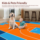 Ultra Soft Area Rug, Non Slip, Stain Resistant, Washable Area Rugs for Living Room, Bedroom, Striking Abstract Court Graphics(Orange)