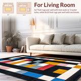 Ultra Soft Area Rug, Non Slip, Stain Resistant, Washable Area Rugs for Living Room, Bedroom, Chic Minimalist Dual-Tone Alignment(Black)