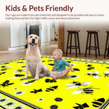 Ultra Soft Area Rug, Non Slip, Stain Resistant, Washable Area Rugs for Living Room, Bedroom, Elegant Yellow and Black Floral(Yellow)