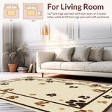Ultra Soft Area Rug, Non Slip, Stain Resistant, Washable Area Rugs for Living Room, Bedroom, Rustic Earthy Animal Print Motif(Beige)