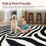 Ultra Soft Area Rug, Non Slip, Stain Resistant, Washable Area Rugs for Living Room, Bedroom, Black and White Cowhide Living Room Animal Mat(Black)