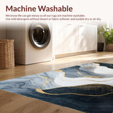Ultra Soft Area Rug, Non Slip, Stain Resistant, Washable Area Rugs for Living Room, Bedroom, Transitional Smooth Marble Flow(Black)