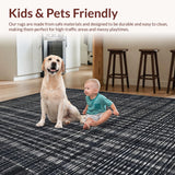 Ultra Soft Area Rug, Non Slip, Stain Resistant, Washable Area Rugs for Living Room, Bedroom, White Black Striped Rug(Black)