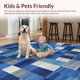 Ultra Soft Area Rug, Non Slip, Stain Resistant, Washable Area Rugs for Living Room, Bedroom, Vivid Abstract Geometric Composition(Blue)
