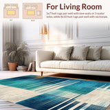 Ultra Soft Area Rug, Non Slip, Stain Resistant, Washable Area Rugs for Living Room, Bedroom, Dynamic Modern Curvilinear Pattern(Blue)