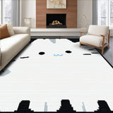 Ultra Soft Area Rug, Non Slip, Stain Resistant, Washable Area Rugs for Living Room, Bedroom, Soft Cozy White Cat Imagery(White)