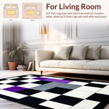 Ultra Soft Area Rug, Non Slip, Stain Resistant, Washable Area Rugs for Living Room, Bedroom, Sophisticated Monochrome Shapes(Black)