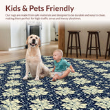 Ultra Soft Area Rug, Non Slip, Stain Resistant, Washable Area Rugs for Living Room, Bedroom, Mid Century Blue Beige Area for Home Decor(Blue)