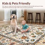 Ultra Soft Area Rug, Non Slip, Stain Resistant, Washable Area Rugs for Living Room, Bedroom, Soft Textured Rustic Pattern(Beige)