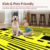 Ultra Soft Area Rug, Non Slip, Stain Resistant, Washable Area Rugs for Living Room, Bedroom, Chic Striped Coastal Aesthetic(Yellow)