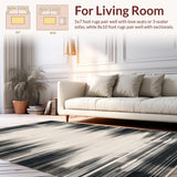 Ultra Soft Area Rug, Non Slip, Stain Resistant, Washable Area Rugs for Living Room, Bedroom, Abstract Raven and Snow Stripe Area Rug(Gray)