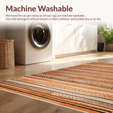 Ultra Soft Area Rug, Non Slip, Stain Resistant, Washable Area Rugs for Living Room, Bedroom, Contemporary Colorful Braided Motif(Orange)