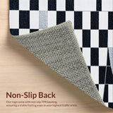 Ultra Soft Area Rug, Non Slip, Stain Resistant, Washable Area Rugs for Living Room, Bedroom, Vintage Checkerboard Living Room Area Rug(Black)