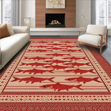 Ultra Soft Area Rug, Non Slip, Stain Resistant, Washable Area Rugs for Living Room, Bedroom, Vibrant Coastal Fish Artwork(Red)
