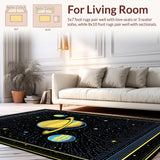 Ultra Soft Area Rug, Non Slip, Stain Resistant, Washable Area Rugs for Living Room, Bedroom, Charming Night Sky Aesthetic(Yellow)
