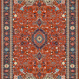 Ultra Soft Area Rug, Non Slip, Stain Resistant, Washable Area Rugs for Living Room, Bedroom, Vintage Ethnic Burnt Orange Motif(Red)