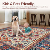 Ultra Soft Area Rug, Non Slip, Stain Resistant, Washable Area Rugs for Living Room, Bedroom, Natural Beige Jute Vintage Braided Style(Red)