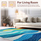 Ultra Soft Area Rug, Non Slip, Stain Resistant, Washable Area Rugs for Living Room, Bedroom, Summer Waves surfer inspired area rug(Blue)