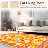 Ultra Soft Area Rug, Non Slip, Stain Resistant, Washable Area Rugs for Living Room, Bedroom, Eclectic Colorful Garden Layout(Yellow)