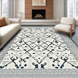 Ultra Soft Area Rug, Non Slip, Stain Resistant, Washable Area Rugs for Living Room, Bedroom, Rustic Neutral Diamond Design(White)
