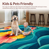 Ultra Soft Area Rug, Non Slip, Stain Resistant, Washable Area Rugs for Living Room, Bedroom, Hawaiian Inspired Surfboard Printed Rug Tropical Beach Themed Floor Mat(Blue)