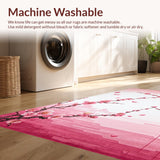 Ultra Soft Area Rug, Non Slip, Stain Resistant, Washable Area Rugs for Living Room, Bedroom, Delicate Blossom Patterned Elegance(Pink)