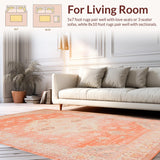 Ultra Soft Area Rug, Non Slip, Stain Resistant, Washable Area Rugs for Living Room, Bedroom, Transitional Warm Tones Arrangement(Orange)