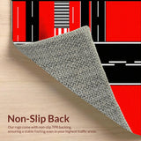 Ultra Soft Area Rug, Non Slip, Stain Resistant, Washable Area Rugs for Living Room, Bedroom, Chic Monochrome Geometric Motif(Red)
