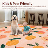Ultra Soft Area Rug, Non Slip, Stain Resistant, Washable Area Rugs for Living Room, Bedroom, Charming Coral Fruit Motif Delight(Pink)