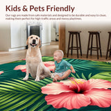 Ultra Soft Area Rug, Non Slip, Stain Resistant, Washable Area Rugs for Living Room, Bedroom, Charming Farmhouse Floral Display(Pink)