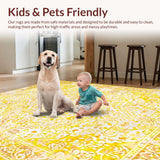Ultra Soft Area Rug, Non Slip, Stain Resistant, Washable Area Rugs for Living Room, Bedroom, Warm Earthy Distressed Pattern(Yellow)