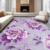 Ultra Soft Area Rug, Non Slip, Stain Resistant, Washable Area Rugs for Living Room, Bedroom, Luxurious Peony Artful Motif(Purple)