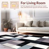 Ultra Soft Area Rug, Non Slip, Stain Resistant, Washable Area Rugs for Living Room, Bedroom, Stylish Minimalist Bedroom High Traffic Wool Carpet(Black)