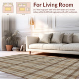 Ultra Soft Area Rug, Non Slip, Stain Resistant, Washable Area Rugs for Living Room, Bedroom, Chic Earthy Tone Diamond Motif(Brown)