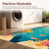 Ultra Soft Area Rug, Non Slip, Stain Resistant, Washable Area Rugs for Living Room, Bedroom, Underwater World Playmat Oceanic Creatures Area Rug for Playtime Fun(Blue)