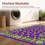Ultra Soft Area Rug, Non Slip, Stain Resistant, Washable Area Rugs for Living Room, Bedroom, Whimsical Colorful Abstract Elements(Purple)